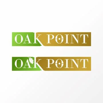 Simple and unique letter or word OAK POINT serif font with leaf and target Stock Illustration