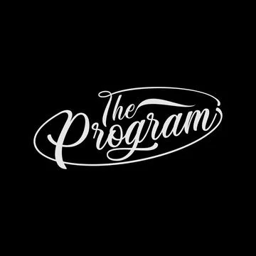 Simple and unique letter THE PROGRAM handwritten with outline with ellipse 库存插图
