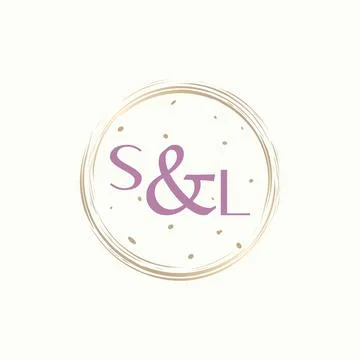 Simple and unique letter SL sans serif font with beauty brush circle line Stock Illustration