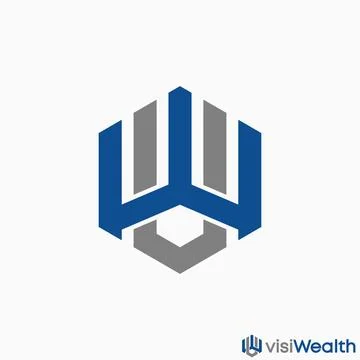 Simple and unique letter WV or WU on hexagon. Related to sport or military Stock Illustration