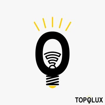 Simple and unique light lamp bulb like letter or word O font image graphic Illustrazione stock