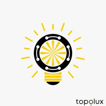 Simple and unique light lamp bulb with tech sign like letter or word O font Stock Illustration