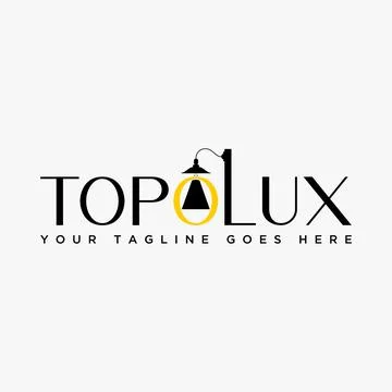 Simple and unique light lamp bulb on letter or word TOP LUX font image Stock Illustration