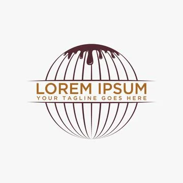 Simple and unique line globe for emblem or background with water oil drop Stock Illustration