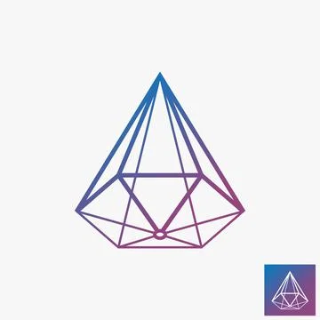 Simple and unique line shape octagonal or prism on 3D imagination image Stock Illustration