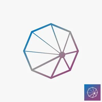Simple and unique line shape octagonal or prism on 3D imagination image Stock Illustration