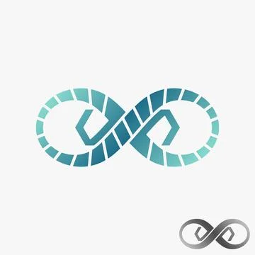 Simple and unique meta or infinity sign with cutting and bracket on side Stock Illustration