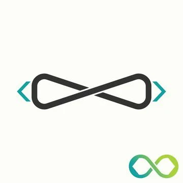 Simple and unique meta or infinity sign with cut and bracket on left right side Stock Illustration