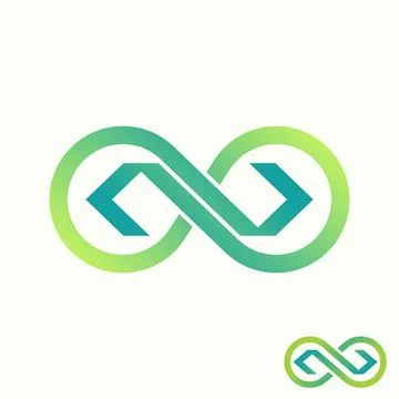 Simple and unique meta or infinity sign with cut and bracket on side image Stock Illustration
