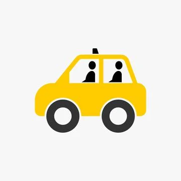Simple and unique mini small taxi car with two passengers image Stock Illustration