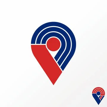 Simple and unique place or point sign with three cut part image graphic Stock Illustration
