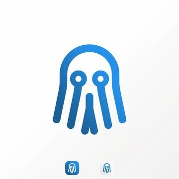 Simple and unique scary ghost in line with tech or network sign image Stock Illustration