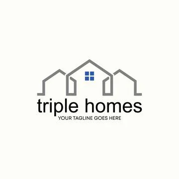 Simple and unique shape line triple house homes image graphic Ilustración de archivo