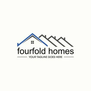 Simple and unique shape line four fold roof house homes image Stock-Illustration