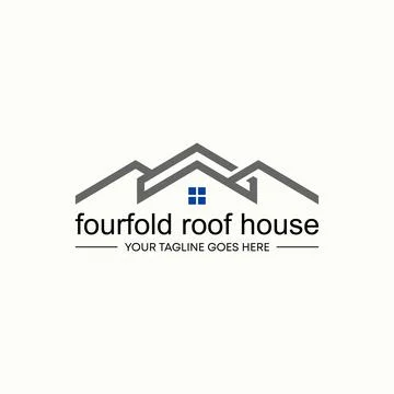 Simple and unique shape line four fold roof house homes image Stock Illustration