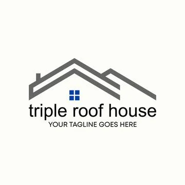 Simple and unique shape line three or triple roof house homes image Stock Illustration