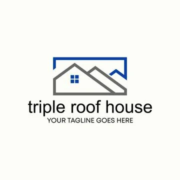 Simple and unique shape line three or triple roof house homes image graphic Stock Illustration