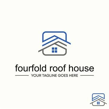 Simple and unique shape line five or four fold roof house homes image graphic Ilustración de archivo