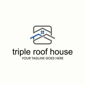 Simple and unique shape line three or triple roof house homes image graphic Illustrazione stock