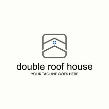 Simple and unique shape line three or triple roof house homes image graphic Ilustración de archivo