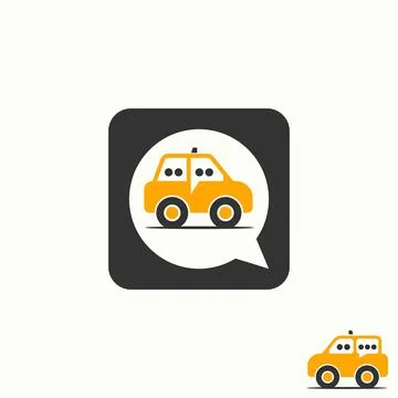 Simple and unique small mini taxi car with talk sign image graphic icon Illustrazione stock