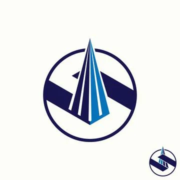 Simple and unique spire tower or pyramid with shadow like letter or word S font Stock Illustration
