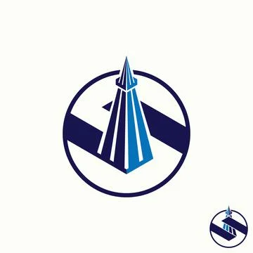 Simple and unique spire tower or pyramid with shadow like letter or word S font Stock Illustration