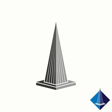 Simple and unique spire tower or pyramid in 3D shape line cut image graphic Stock Illustration