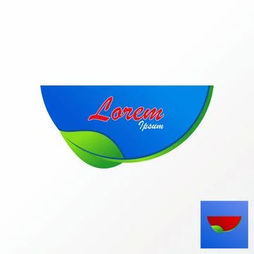 Simple and unique template half circle with leaf at bottom image graphic Stock Illustration