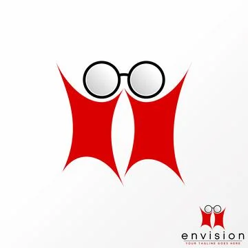 Simple and unique two happy people with glasses head shape image graphic Stock Illustration