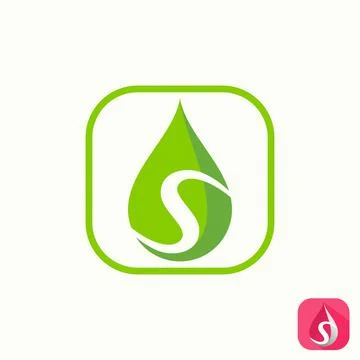 Simple and unique water drop with letter or word S font inside Stock Illustration