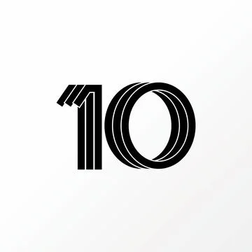 Simple and unique word or number 10 font with 3 parts cut and 3D graphic Stock Illustration