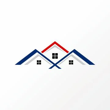 Simple and very unique three roof house middle or center and side windows Illustrazione stock