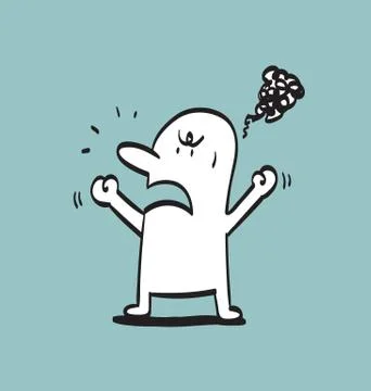 Simple angry Man, Doodle vector illustration. Stock Illustration