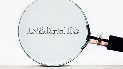 Simple animated concept word insight through a magnifying glass on a white Stock Footage 316122874