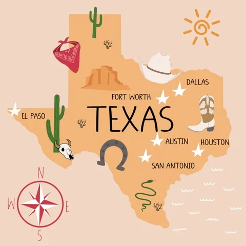 Simple animated map of Texas Stock Footage 331444320