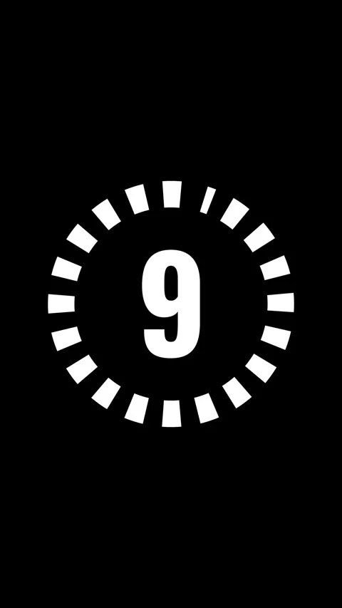 Simple animation of 10 seconds countdown timer with dashed circle on black backg Stock Footage 311262278