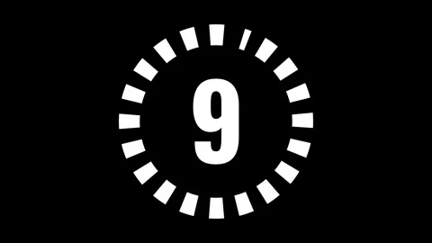 Simple animation of 10 seconds countdown timer with dashed circle on black backg Stock Footage 311262303