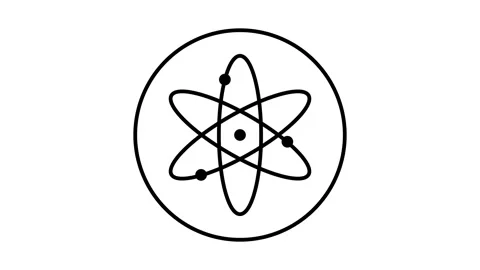 Simple animation of atomic elements moving along orbital trajectory. Scient.. Video stock 312779957