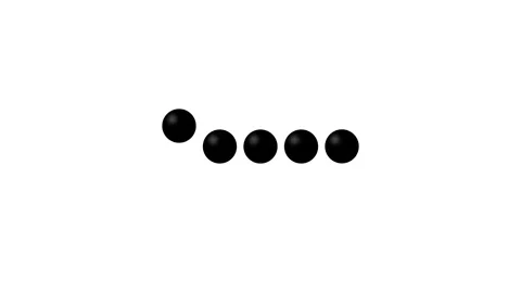 Simple animation with black balls bouncing and moving in a geometric pattern Stock Footage 304831691
