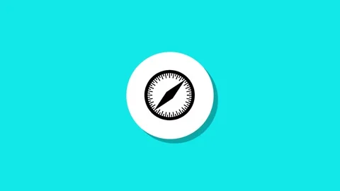Simple animation of compass icon appearing on teal background motion graphics Stock Footage 327762797