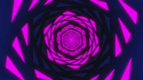 Simple Animation With Dark Neon Geometric Abstract Tunnel Stock Footage 147020598