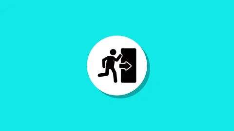 Simple animation of an emergency exit sign icon appearing on bright backgroun Stock Footage 327762643