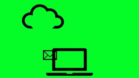 Simple animation: envelopes fly from computer to cloud. Stock Footage 152245052