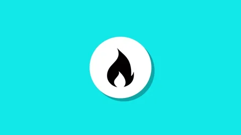 Simple animation of fire icon appearing on teal background motion graphic Stock Footage 327762923