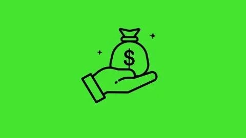 Simple Animation Hand and Money Bag Icon Outline Style on Green Screen Vídeos de archivo 344861754