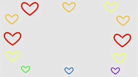 Simple animation of line colored hearts Stock Footage 157026628