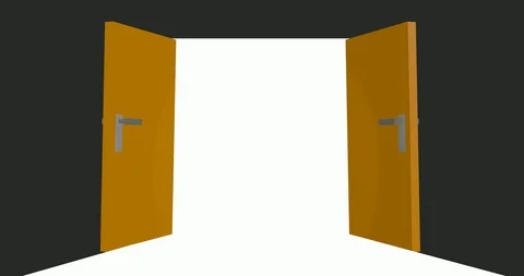 Simple animation of open the door 3d HD 4K Stock Footage 124513720