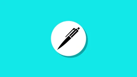 Simple animation of pen icon appearing on turquoise background with shadow .. Stock Footage 327762845