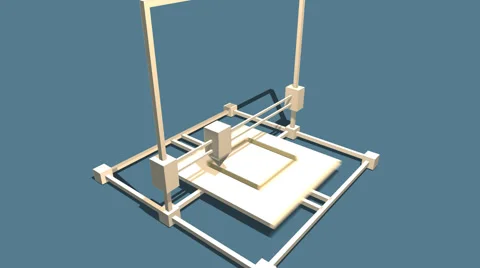 Simple Animation of Printing a 3D box with a 3D Printer. Blue Background. Stock Footage 39983172